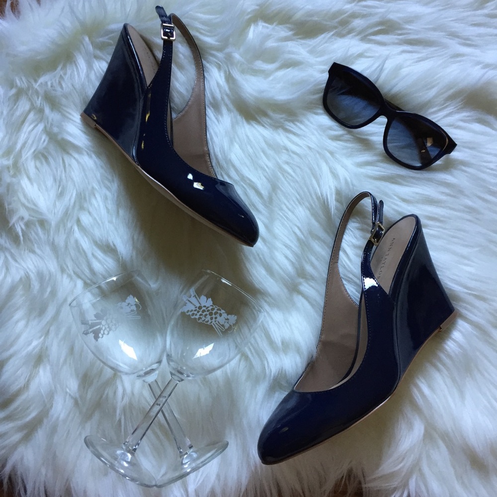 Ann Taylor Kamryn Almond Toe Sling Back Wedges